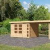 KARIBU Gartenhaus Kerko 5, Naturbelassen, Fichtenholz 19mm, 591,5 X 246 X 210 Cm, Flachdach, Anbau 2,8m 2 KARIBU Gartenhaus Kerko 5, Naturbelassen, Fichtenholz 19mm, 591,5 X 246 X 210 Cm, Flachdach, Anbau 2,8m -Kettler Verkaufs-Shop 30546 1 01.jpg