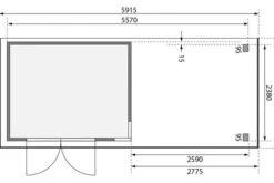 KARIBU Gartenhaus Kerko 5, Naturbelassen, Fichtenholz 19mm, 591,5 X 246 X 210 Cm, Flachdach, Anbau 2,8m 17 KARIBU Gartenhaus Kerko 5, Naturbelassen, Fichtenholz 19mm, 591,5 X 246 X 210 Cm, Flachdach, Anbau 2,8m -Kettler Verkaufs-Shop 30546 1 06.jpg