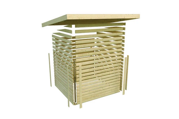 KARIBU Gartenhaus Kerko 5, Naturbelassen, Fichtenholz 19mm, 591,5 X 246 X 210 Cm, Flachdach, Anbau 2,8m 11 KARIBU Gartenhaus Kerko 5, Naturbelassen, Fichtenholz 19mm, 591,5 X 246 X 210 Cm, Flachdach, Anbau 2,8m – Bild 9