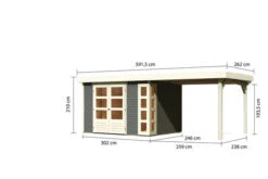 KARIBU Gartenhaus Kerko 5, Terragrau, Fichtenholz 19mm, 591,5 X 246 X 210 Cm, Flachdach, Anbau 2,8m -Kettler Verkaufs-Shop 30546 2 05.jpg