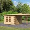 KARIBU Gartenhaus Kerko 6, Naturbelassen, Fichtenholz 19mm, 334 X 306 X 216 Cm, Flachdach, Anbau 2,8m 2 KARIBU Gartenhaus Kerko 6, Naturbelassen, Fichtenholz 19mm, 334 X 306 X 216 Cm, Flachdach, Anbau 2,8m -Kettler Verkaufs-Shop 30546 3 01.jpg