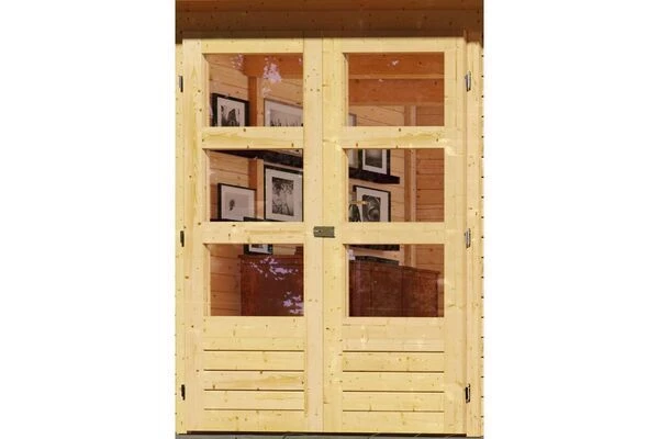 KARIBU Gartenhaus Kerko 6, Naturbelassen, Fichtenholz 19mm, 334 X 306 X 216 Cm, Flachdach, Anbau 2,8m 4 KARIBU Gartenhaus Kerko 6, Naturbelassen, Fichtenholz 19mm, 334 X 306 X 216 Cm, Flachdach, Anbau 2,8m – Bild 2