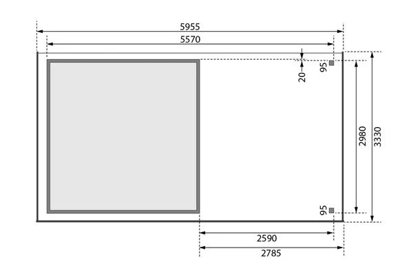 KARIBU Gartenhaus Kerko 6, Naturbelassen, Fichtenholz 19mm, 334 X 306 X 216 Cm, Flachdach, Anbau 2,8m 8 KARIBU Gartenhaus Kerko 6, Naturbelassen, Fichtenholz 19mm, 334 X 306 X 216 Cm, Flachdach, Anbau 2,8m – Bild 6