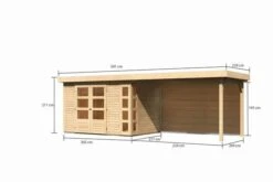 KARIBU Gartenhaus Kerko 4, Naturbelassen, Fichtenholz 19mm, 609 X 217 X 211 Cm, Flachdach, Anbau 2,8m Mit Rückwand -Kettler Verkaufs-Shop 30547 3 05.jpg