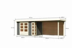 KARIBU Gartenhaus Kerko 4, Terragrau, Fichtenholz 19mm, 609 X 217 X 211 Cm, Flachdach, Anbau 2,8m Mit Rückwand -Kettler Verkaufs-Shop 30547 4 05.jpg