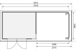 KARIBU Gartenhaus Kerko 5, Terragrau, Fichtenholz 19mm, 591,5 X 246 X 210 Cm, Flachdach, Anbau 2,8m Mit Rückwand 17 KARIBU Gartenhaus Kerko 5, Terragrau, Fichtenholz 19mm, 591,5 X 246 X 210 Cm, Flachdach, Anbau 2,8m Mit Rückwand -Kettler Verkaufs-Shop 30547 6 06.jpg