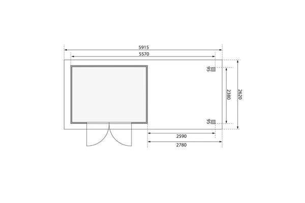KARIBU Gartenhaus Kerko5 , Naturbelassen, Fichtenholz 19mm, 591,5 X 246 X 210 Cm, Flachdach, Anbau 2,8m Mit Rück- Und Seitenwand 8 KARIBU Gartenhaus Kerko5 , Naturbelassen, Fichtenholz 19mm, 591,5 X 246 X 210 Cm, Flachdach, Anbau 2,8m Mit Rück- Und Seitenwand – Bild 6
