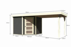 KARIBU Gartenhaus Schwandorf 5, Terragrau, Fichtenholz 19mm, 530 X 246 X 218 Cm, Flachdach, Anbau 2,8m -Kettler Verkaufs-Shop 30550 05.jpg