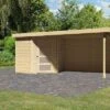 KARIBU Gartenhaus Schwandorf 3, Naturbelassen, Fichtenholz 19mm, 504,5 X 217 X 218 Cm, Flachdach, Anbau 2,8m Mit Rückwand -Kettler Verkaufs-Shop 30551 1 01.jpg