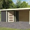 KARIBU Gartenhaus Schwandorf5 , Naturbelassen, Fichtenholz 19mm, 530 X 246 X 218 Cm, Flachdach, Anbau 2,8m Mit Rück- Und Seitenwand -Kettler Verkaufs-Shop 30552 01.jpg