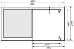 KARIBU Gartenhaus Kandern3 , Terragrau, Fichtenholz 28mm, 522,5 X 244 X 222 Cm, Pultdach, Anbau 2,35m Mit Rückwand -Kettler Verkaufs-Shop 30555 2 06.jpg