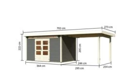 KARIBU Gartenhaus Kandern 7, Terragrau, Fichtenholz 28mm, 702 X 244 X 222 Cm, Pultdach, Anbau 3,2m 16 KARIBU Gartenhaus Kandern 7, Terragrau, Fichtenholz 28mm, 702 X 244 X 222 Cm, Pultdach, Anbau 3,2m -Kettler Verkaufs-Shop 30558 2 05.jpg