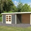KARIBU Gartenhaus Kandern 7, Terragrau, Fichtenholz 28mm, 702 X 244 X 222 Cm, Pultdach, Anbau 3,2m Mit Rückwand 2 KARIBU Gartenhaus Kandern 7, Terragrau, Fichtenholz 28mm, 702 X 244 X 222 Cm, Pultdach, Anbau 3,2m Mit Rückwand -Kettler Verkaufs-Shop 30559 4 01.jpg