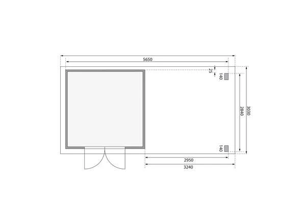 KARIBU Gartenhaus Kandern6 , Terragrau, Fichtenholz 28mm, 612 X 274 X 222 Cm, Pultdach, Anbau 3,2m Mit Rück- Und Seitenwand 8 KARIBU Gartenhaus Kandern6 , Terragrau, Fichtenholz 28mm, 612 X 274 X 222 Cm, Pultdach, Anbau 3,2m Mit Rück- Und Seitenwand – Bild 6