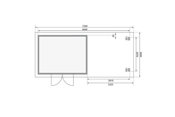 KARIBU Gartenhaus Northeim 4, Naturbelassen, Fichtenholz 40mm, 724 X 309 X 229 Cm, Pultdach, Anbau 3m Mit Rückwand 9 KARIBU Gartenhaus Northeim 4, Naturbelassen, Fichtenholz 40mm, 724 X 309 X 229 Cm, Pultdach, Anbau 3m Mit Rückwand – Bild 7