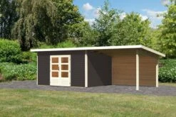 KARIBU Gartenhaus Northeim 4, Terragrau, Fichtenholz 40mm, 724 X 309 X 229 Cm, Pultdach, Anbau 3m Mit Rückwand -Kettler Verkaufs-Shop 30561 4 02.jpg