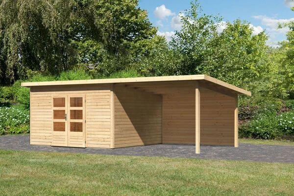 KARIBU Gartenhaus Northeim 5, Naturbelassen, Fichtenholz 40mm, 724 X 369 X 229 Cm, Pultdach, Anbau 3m Mit Rückwand 3 KARIBU Gartenhaus Northeim 5, Naturbelassen, Fichtenholz 40mm, 724 X 369 X 229 Cm, Pultdach, Anbau 3m Mit Rückwand