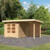KARIBU Gartenhaus Bastrup4 , Naturbelassen, Fichtenholz 28mm, 454,5 X 297 X 222 Cm, Pultdach, Anbau 2m Mit Rückwand -Kettler Verkaufs-Shop 30563 3 01.jpg