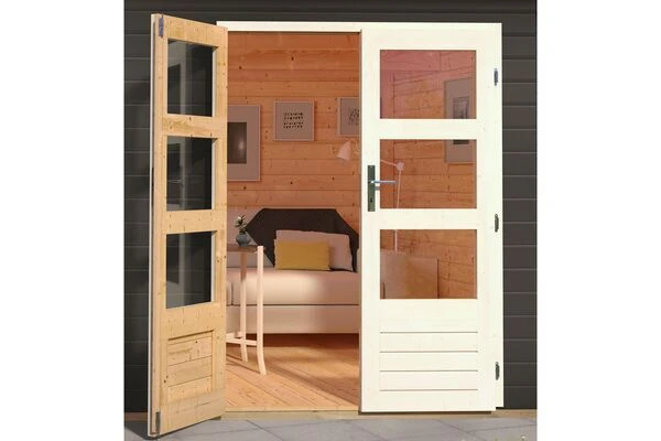 KARIBU Gartenhaus Bastrup2 , Anthrazit, Fichtenholz 28mm, 554 X 237 X 220 Cm, Pultdach, Anbau 3m Mit Rückwand 4 KARIBU Gartenhaus Bastrup2 , Anthrazit, Fichtenholz 28mm, 554 X 237 X 220 Cm, Pultdach, Anbau 3m Mit Rückwand – Bild 2