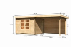 KARIBU Gartenhaus Bastrup 3, Naturbelassen, Fichtenholz 28mm, 641 X 237 X 220 Cm, Pultdach, Anbau 3m Mit Rückwand -Kettler Verkaufs-Shop 30566 3 05.jpg