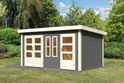 KARIBU Mittelwandhaus Schönbuch 2, Terragrau, Fichtenholz 38mm, 458 X 276 X 228 Cm, Flachdach -Kettler Verkaufs-Shop 30573 03.jpg