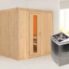KARIBU Sodin Sauna , Naturbelassen, Fichte, 196x170x198 Cm, Fronteinstieg, Energiespartür,Ofen 4,5 KW Integr. Str. -Kettler Verkaufs-Shop 30675 1 01.jpg