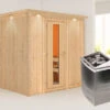 KARIBU Sodin Sauna , Naturbelassen, Fichte, 210x184x202 Cm, Fronteinstieg, Energiespartür U. Kranz,Ofen 4,5 KW Integr. Str. -Kettler Verkaufs-Shop 30676 1 01.jpg