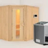 KARIBU Siirin Sauna , Naturbelassen, Fichte, 196x170x198 Cm, Eckeinstieg, Energiespartür, Ofen 4,5 KW Bio Ext. Strg. -Kettler Verkaufs-Shop 30683 3 01.jpg