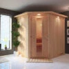 KARIBU Siirin Sauna , Naturbelassen, Fichte, 210x184x202 Cm, Eckeinstieg, Energiespartür U. Kranz,Ofen 4,5 KW Integr. Str. -Kettler Verkaufs-Shop 30684 1 01.jpg
