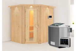 KARIBU Siirin Sauna , Naturbelassen, Fichte, 210x184x202 Cm, Eckeinstieg, Energiespartür U. Kranz,Ofen 4,5 KW Bio Ext. Strg. -Kettler Verkaufs-Shop 30684 3 02.jpg