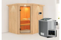 KARIBU Siirin Sauna , Naturbelassen, Fichte, 210x184x202 Cm, Eckeinstieg, Bronzierte Tür U. Kranz, Ofen 4,5 KW Bio Ext. Strg. -Kettler Verkaufs-Shop 30686 3 02.jpg