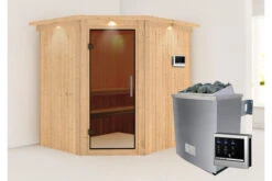 KARIBU Siirin Sauna , Naturbelassen, Fichte, 210x184x202 Cm, Eckeinstieg, Graphitfarbene Tür U.Kranz, Ofen 4,5 KW Ext. Strg. Easy -Kettler Verkaufs-Shop 30688 2 02.jpg