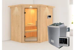 KARIBU Siirin Sauna , Naturbelassen, Fichte, 210x184x202 Cm, Eckeinstieg, Klarglastür U. Kranz, Ofen 4,5 KW Ext. Strg. Easy 15 KARIBU Siirin Sauna , Naturbelassen, Fichte, 210x184x202 Cm, Eckeinstieg, Klarglastür U. Kranz, Ofen 4,5 KW Ext. Strg. Easy -Kettler Verkaufs-Shop 30690 2 02.jpg