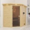KARIBU Svea Sauna , Naturbelassen, Fichte, 196x146x198 Cm, BronzierteTür, Ofen 4,5 KW Ext. Strg. Easy