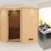 KARIBU Svea Sauna , Naturbelassen, Fichte, 224x160x202 Cm, Graphitfarbene Tür U.Kranz, Ofen 4,5 KW Integr. Strg. -Kettler Verkaufs-Shop 30738 1 01.jpg