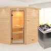 KARIBU Mia Sauna , Naturbelassen, Fichte, 224x184x202 Cm, Klarglastür U. Kranz, Ofen 4,5 KW Integr. Strg. -Kettler Verkaufs-Shop 30756 1 01.jpg