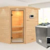 KARIBU Mia Sauna , Naturbelassen, Fichte, 224x184x202 Cm, Klarglastür U. Kranz, Ofen 4,5 KW Ext. Strg. Easy -Kettler Verkaufs-Shop 30756 2 01.jpg