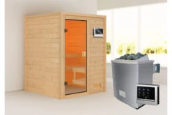 KARIBU Sandra Sauna , Naturbelassen, Fichte, 145x145x187 Cm,SETOfen 4,5 KW Ext. Strg. Easy -Kettler Verkaufs-Shop 30757 2 02.jpg