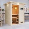 KARIBU Sandra Sauna , Naturbelassen, Fichte, 173x159x191 Cm, Kranz SET, Ofen 4,5 KW Ext. Strg. Easy -Kettler Verkaufs-Shop 30758 2 01.jpg