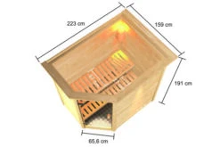 KARIBU Jella Sauna , Naturbelassen, Fichte, 223x159x191 Cm, Kranz SET, Ofen 4,5 KW Integr. Strg. -Kettler Verkaufs-Shop 30764 1 05.jpg