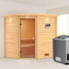 KARIBU Elea Sauna , Naturbelassen, Fichte, 223x183x191 Cm, Kranz SET, Ofen 4,5 KW Bio Ext. Strg. Easy 2 KARIBU Elea Sauna , Naturbelassen, Fichte, 223x183x191 Cm, Kranz SET, Ofen 4,5 KW Bio Ext. Strg. Easy -Kettler Verkaufs-Shop 30768 3 01.jpg
