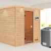 KARIBU Jara Sauna , Naturbelassen, Fichte, 223x209x191 Cm, Kranz SET, Ofen 4,5 KW Bio Ext. Strg. Easy 1 KARIBU Jara Sauna , Naturbelassen, Fichte, 223x209x191 Cm, Kranz SET, Ofen 4,5 KW Bio Ext. Strg. Easy -Kettler Verkaufs-Shop 30770 3 01.jpg