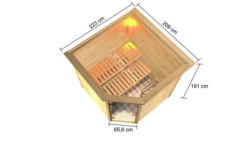 KARIBU Tilda Sauna , Naturbelassen, Fichte, 223x209x191 Cm, Kranz SET, Ofen 4,5 KW Integr. Strg. -Kettler Verkaufs-Shop 30772 1 05.jpg