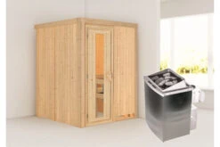 KARIBU Norin Sauna, Naturbelassen, Fichte, 151 X 151 X 198 Cm, Fronteinstieg, Energiespartür SET Mit Ofen 4,5 KW Integr. Strg. -Kettler Verkaufs-Shop 30907 1 02.jpg