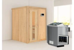 KARIBU Norin Sauna, Naturbelassen, Fichte, 151 X 151 X 198 Cm, Fronteinstieg, Energiespartür SET Mit Ofen 4,5 KW Bio Ext. Strg. -Kettler Verkaufs-Shop 30907 3 02.jpg