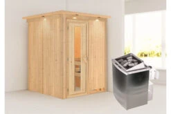 KARIBU Norin Sauna, Naturbelassen, Fichte, 165 X 165 X 202 Cm, Fronteinstieg, Energiespartür Und Kranz SET Mit Ofen 4,5 KW Integr. Str. -Kettler Verkaufs-Shop 30907 4 02.jpg