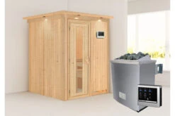 KARIBU Norin Sauna, Naturbelassen, Fichte, 165 X 165 X 202 Cm, Fronteinstieg, Energiespartür Und Kranz SET Mit Ofen 4,5 KW Ext. Strg. Easy -Kettler Verkaufs-Shop 30907 5 02.jpg