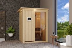 KARIBU Norin Sauna, Naturbelassen, Fichte, 165 X 165 X 202 Cm, Fronteinstieg, Mit Bronzierter Tür Und Kranz, SET Mit Ofen 4,5 KW Ext. Strg. Easy -Kettler Verkaufs-Shop 30908 5 02.jpg