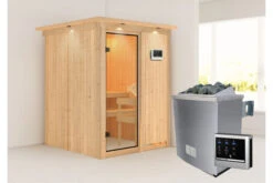 KARIBU Norin Sauna, Naturbelassen, Fichte, 165 X 165 X 202 Cm, Fronteinstieg, Mit Bronzierter Tür Und Kranz, SET Mit Ofen 4,5 KW Ext. Strg. Easy -Kettler Verkaufs-Shop 30908 5 03.jpg