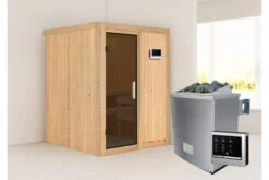KARIBU Norin Sauna, Naturbelassen, Fichte, 151 X 151 X 198 Cm, Fronteinstieg, Mit Graphitfarbener Tür, SET Mit Ofen 4,5 KW Ext. Strg. Easy -Kettler Verkaufs-Shop 30909 2 02.jpg